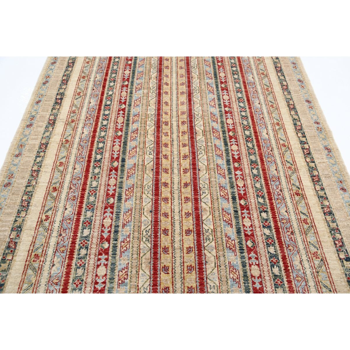 Shaal 6x8 Handmade Double Knotted Washable Wool Rug - Colorful