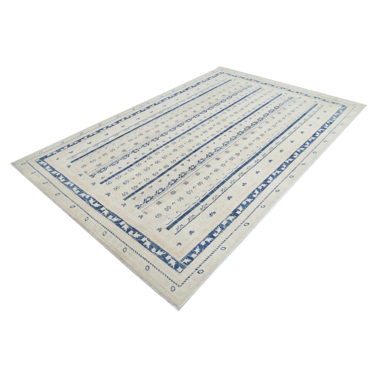 Shaal 6x10 Handmade Double Knotted Washable Wool Rug - Soft Hues