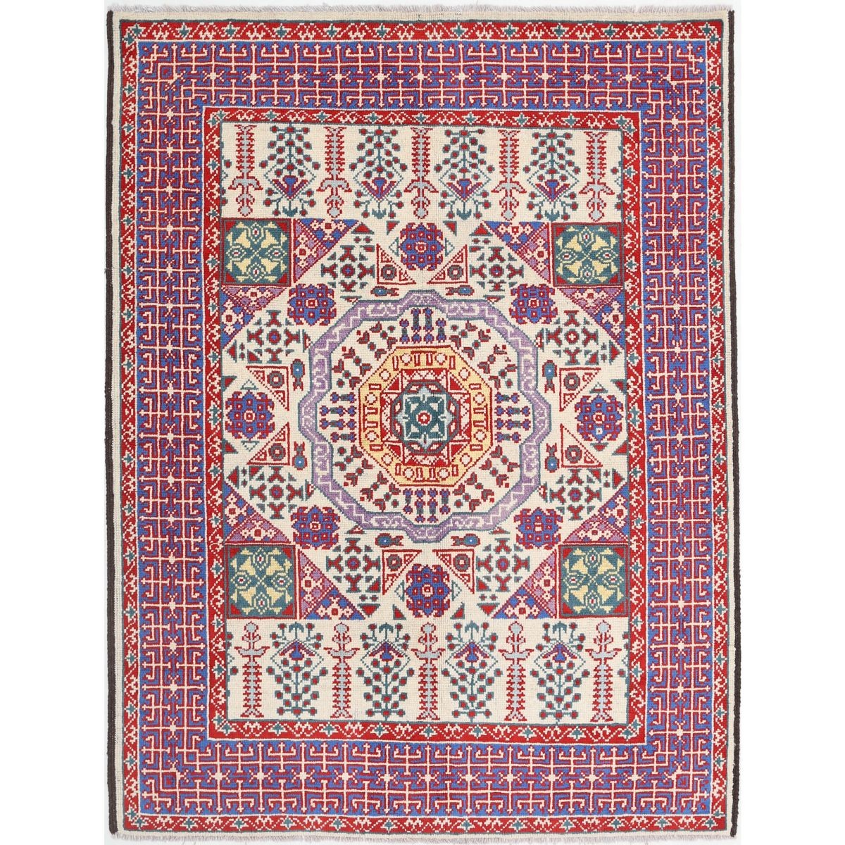 Revival 5x7 Handmade Double Knotted Washable Wool Rug - Colorful