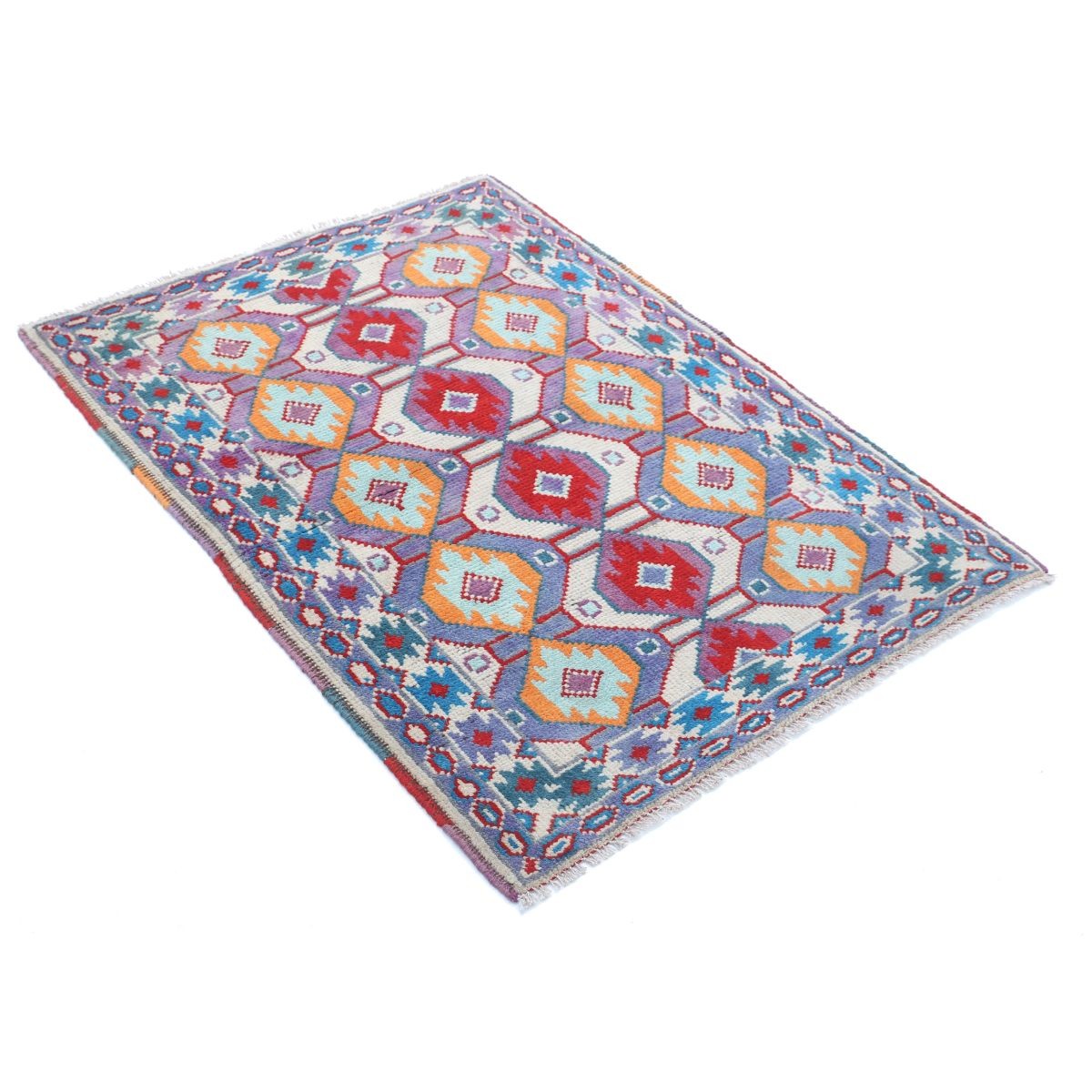 Revival 3x4 Handmade Double Knotted Washable Wool Rug - Colorful