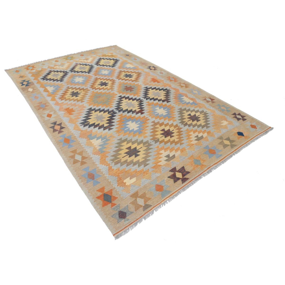 Kafkaas 7x10 Hand Woven Washable Wool Rug - Colorful