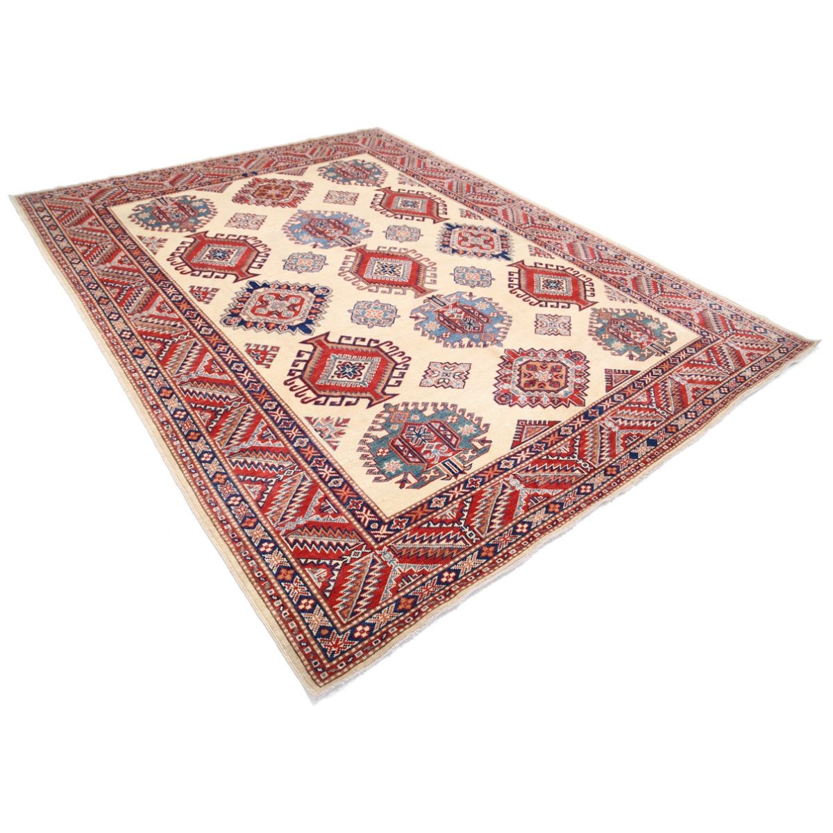 Kazak 8x10 Handmade Double Knotted Washable Wool Rug - Colorful