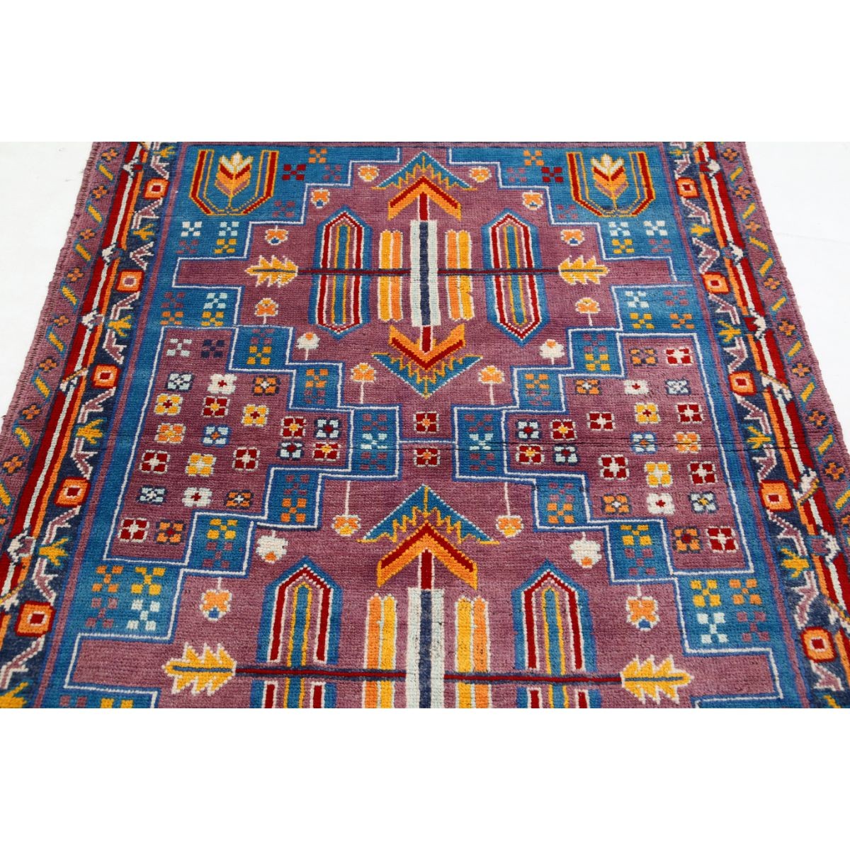 Revival 5x6 Handmade Double Knotted Washable Wool Rug - Colorful