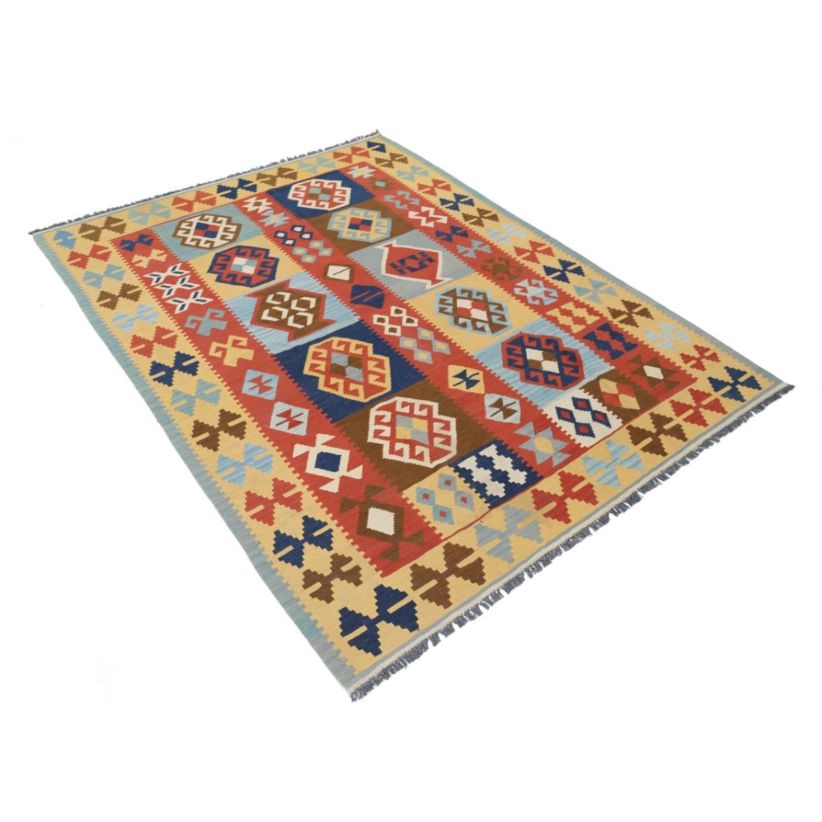 Kafkaas 5x7 Hand Woven Washable Wool Rug - Colorful