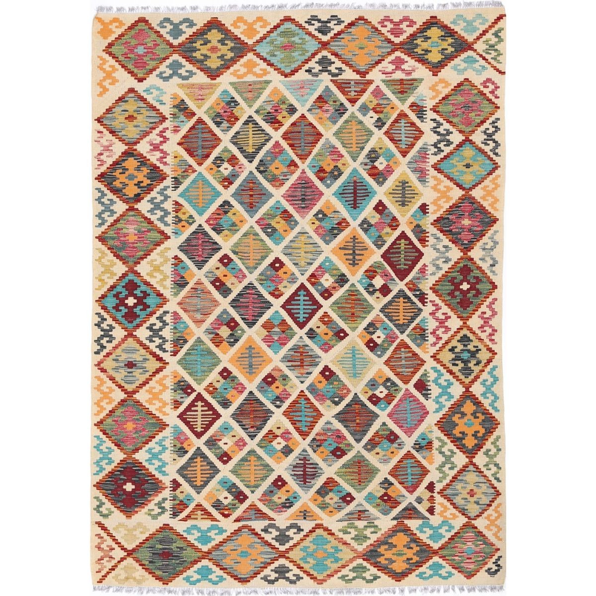 Maimana 5x7 Hand Woven Washable Wool Rug - Colorful