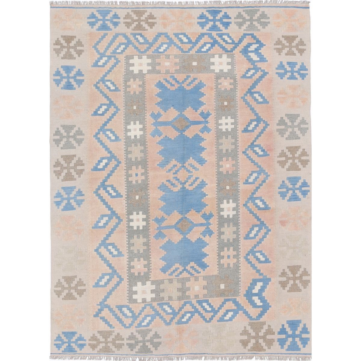 Kafkaas 5x7 Hand Woven Washable Wool Rug - Soft Hues