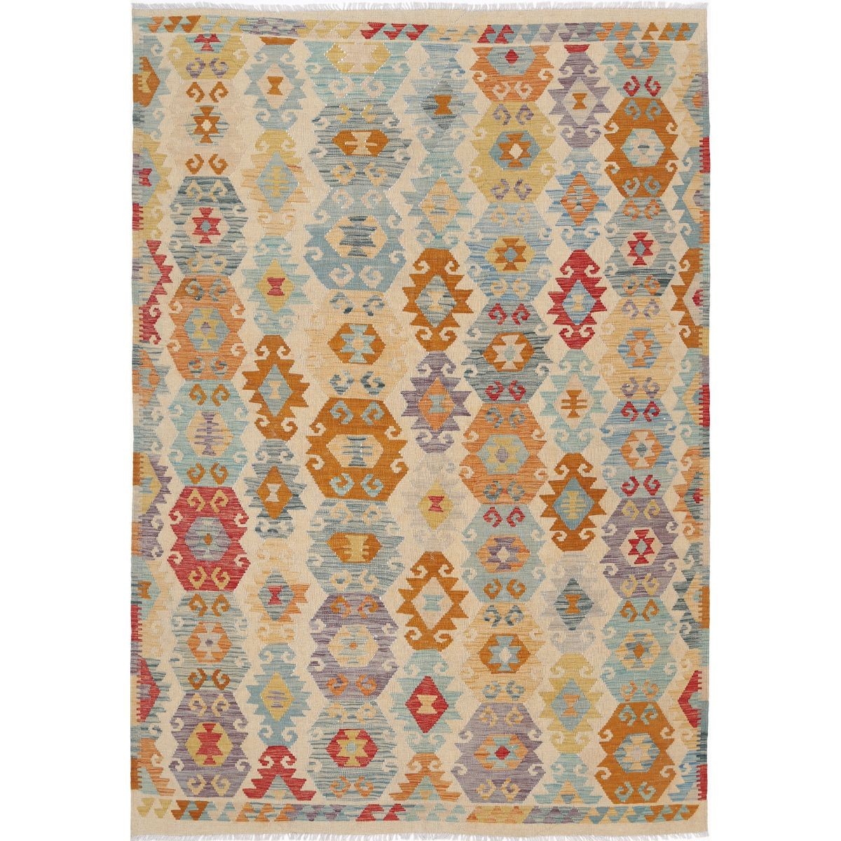 Maimana 7x10 Hand Woven Washable Wool Rug - Colorful