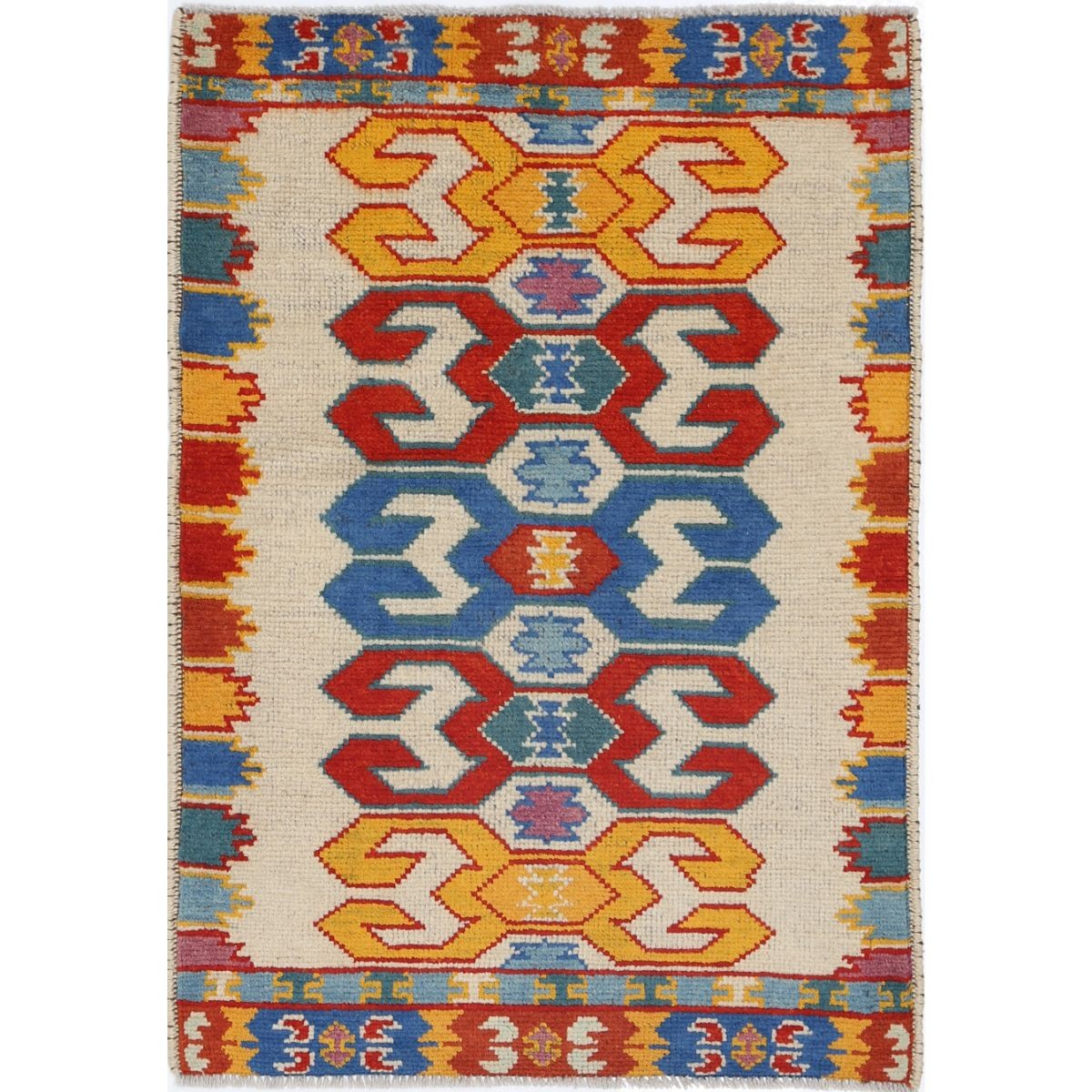 Revival 3x4 Handmade Double Knotted Washable Wool Rug - Colorful