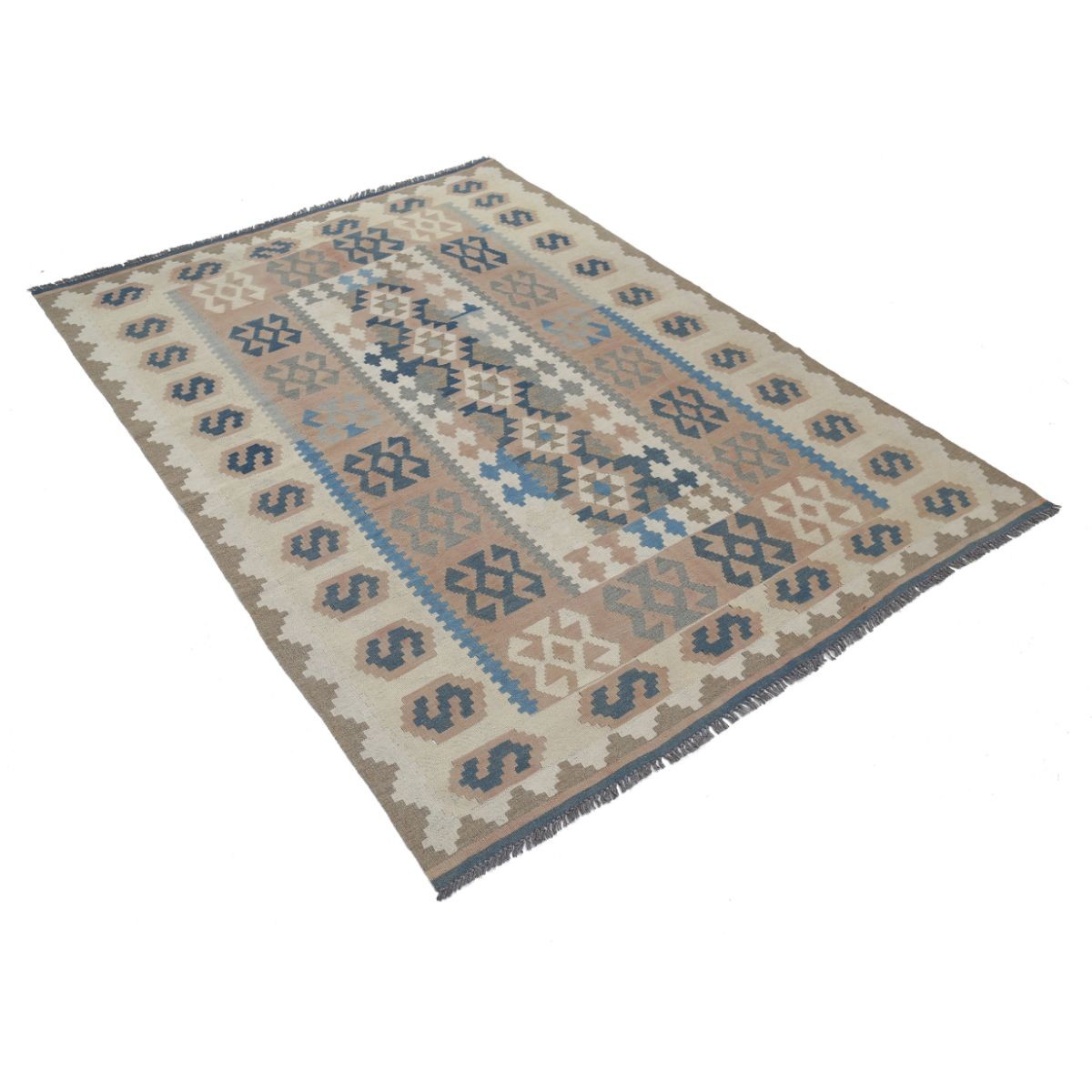 Kafkaas 5x7 Hand Woven Washable Wool Rug - Soft Hues
