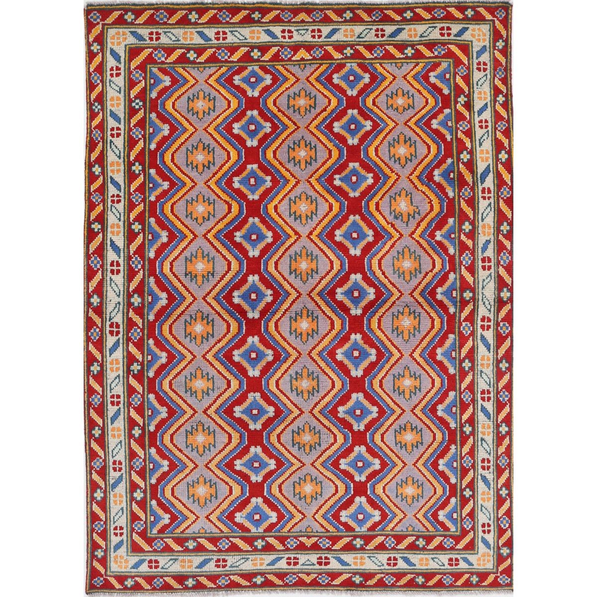 Revival 5x7 Handmade Double Knotted Washable Wool Rug - Colorful