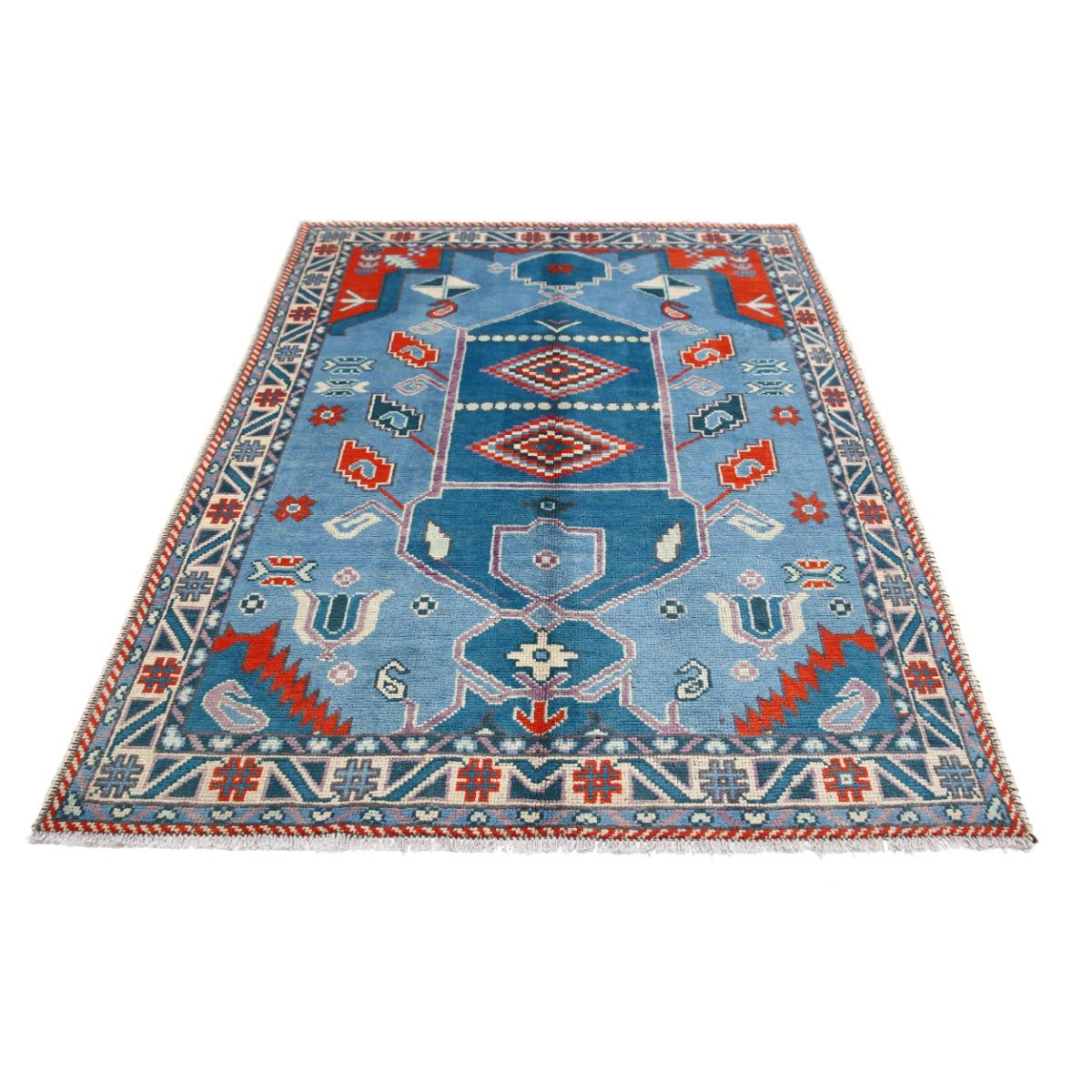 Revival 5x6 Handmade Double Knotted Washable Wool Rug - Colorful