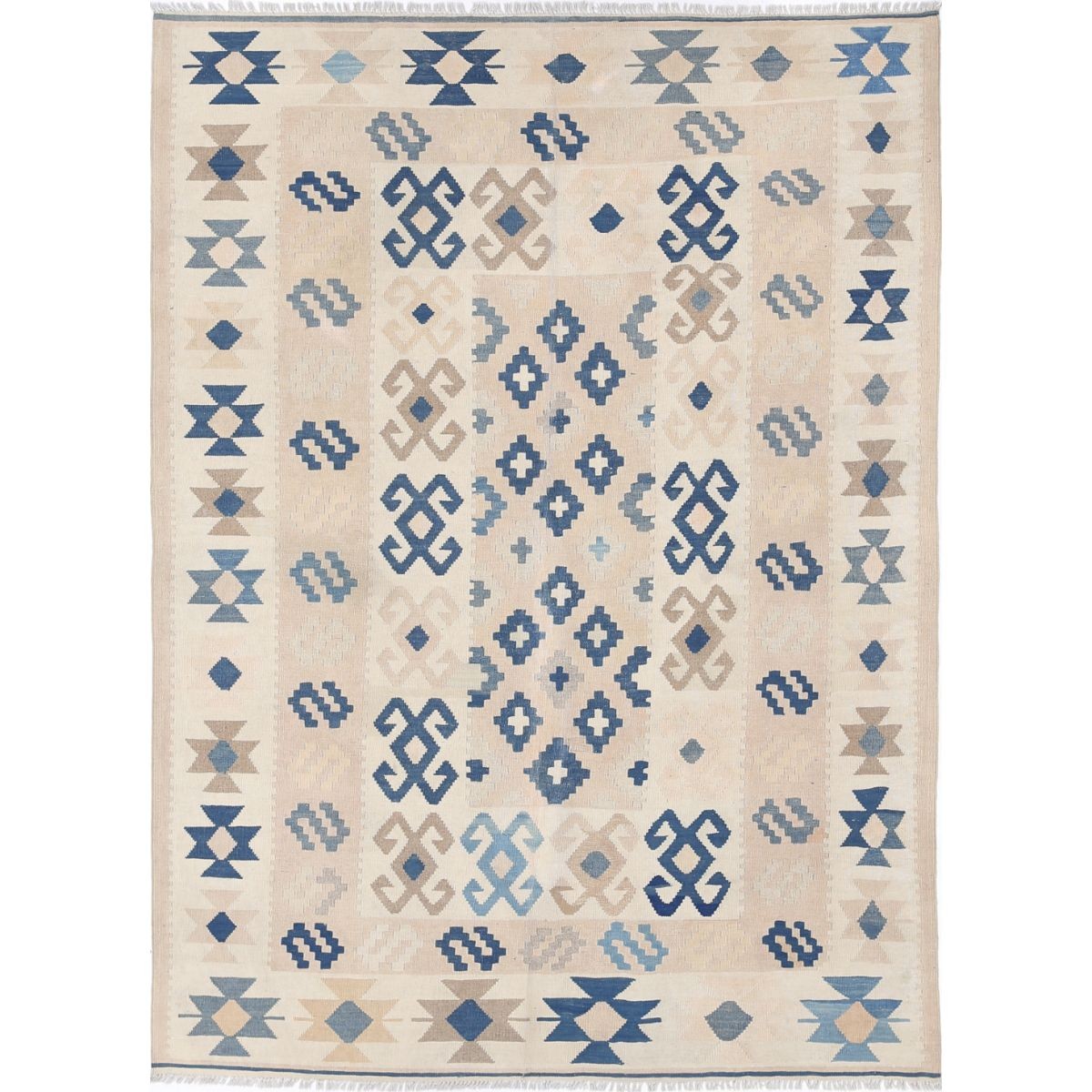 Kafkaas 5x8 Hand Woven Washable Wool Rug - Soft Hues