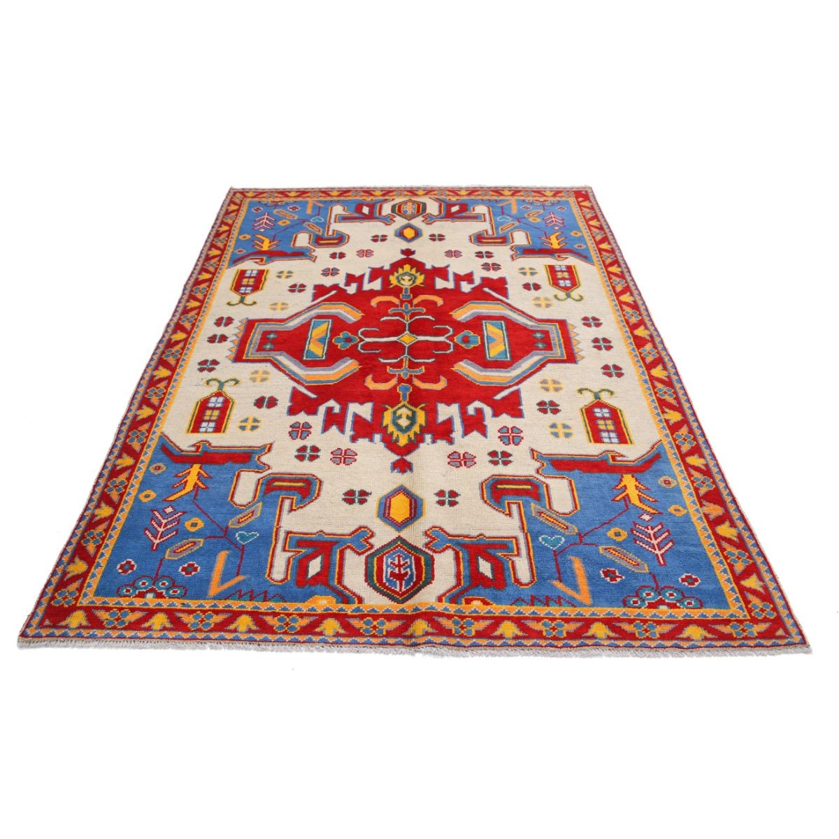 Revival 6x8 Handmade Double Knotted Washable Wool Rug - Colorful