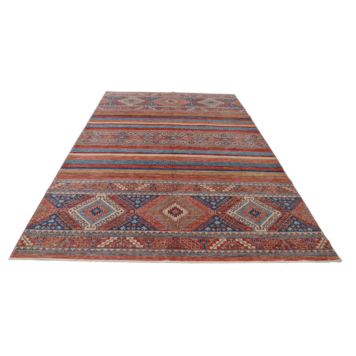 Khurjeen 7x10 Handmade Double Knotted Washable Wool Rug - Colorful