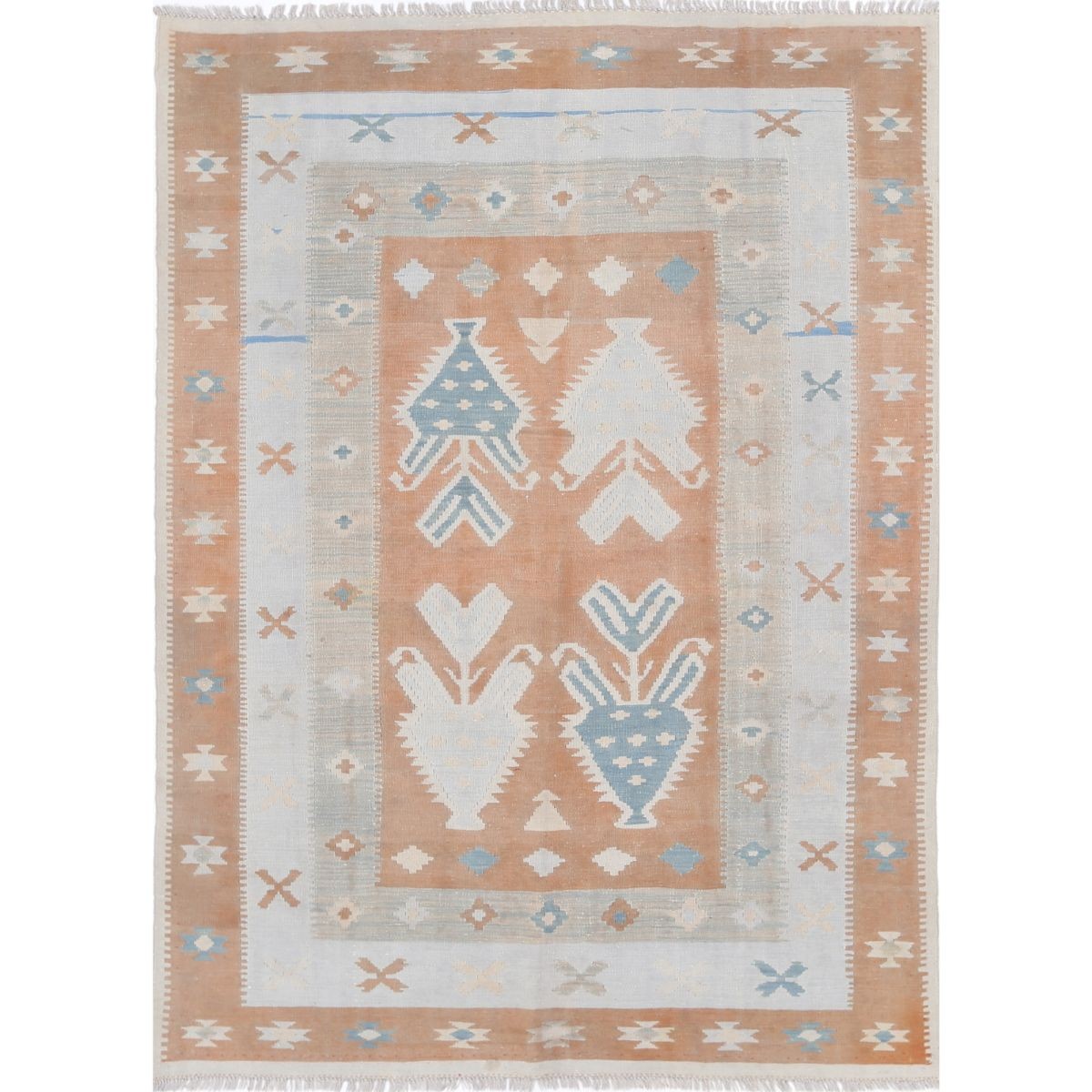Kafkaas 5x7 Hand Woven Washable Wool Rug - Soft Hues