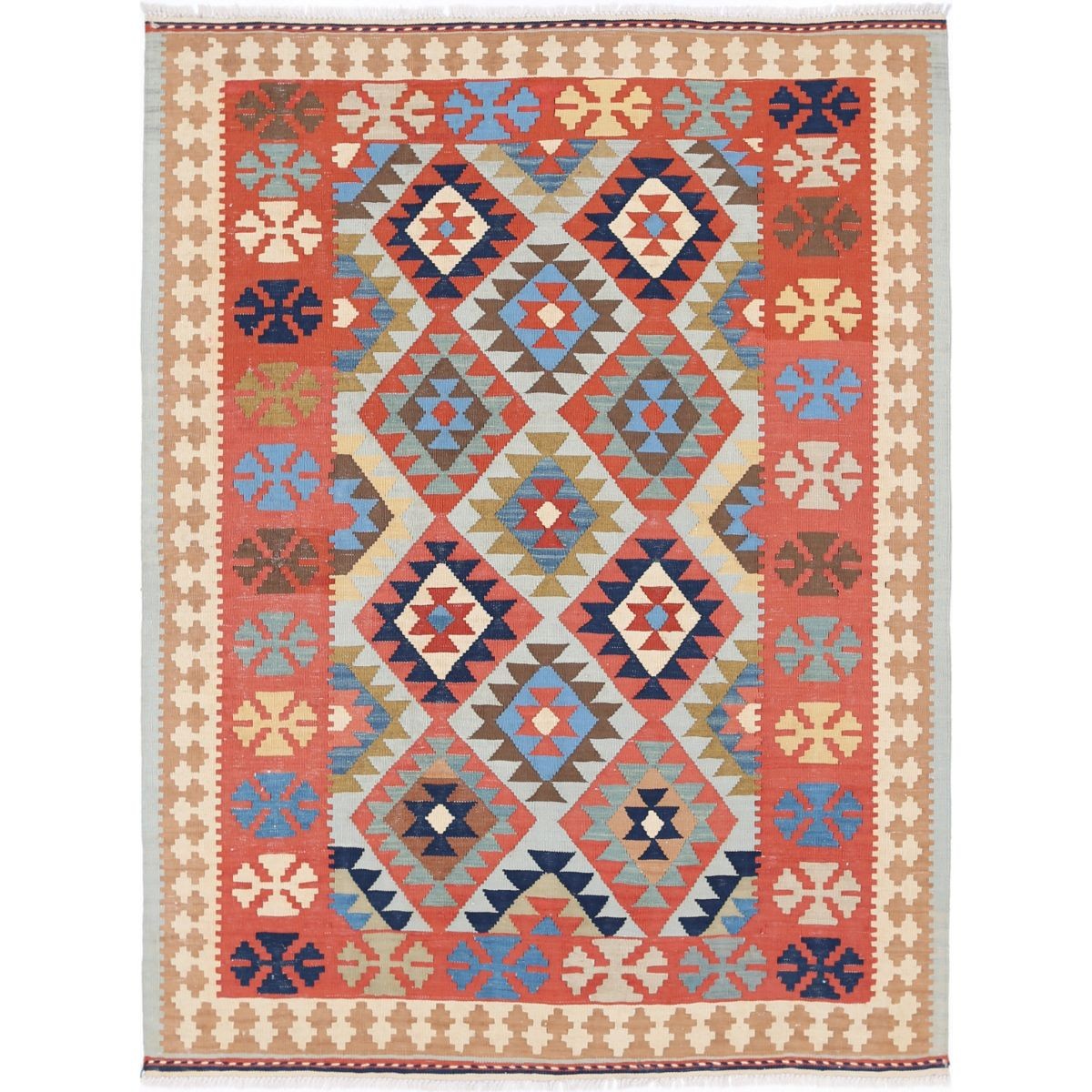 Kafkaas 5x7 Hand Woven Washable Wool Rug - Colorful