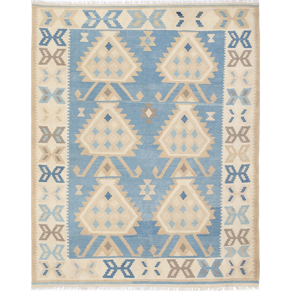 Kafkaas 5x7 Hand Woven Washable Wool Rug - Soft Hues