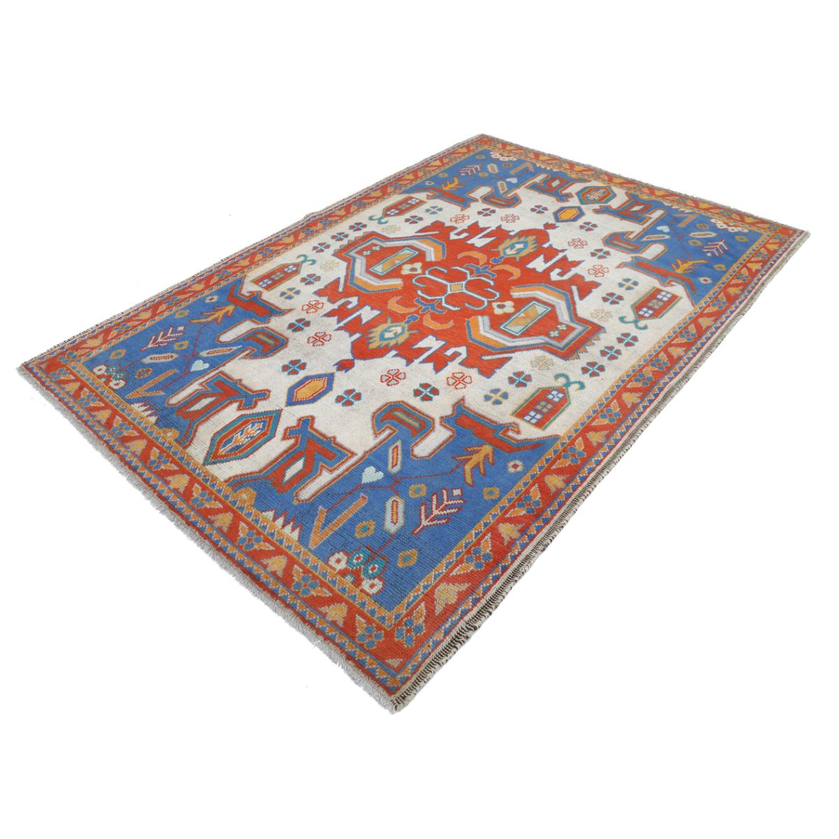 Revival 6x8 Handmade Double Knotted Washable Wool Rug - Colorful