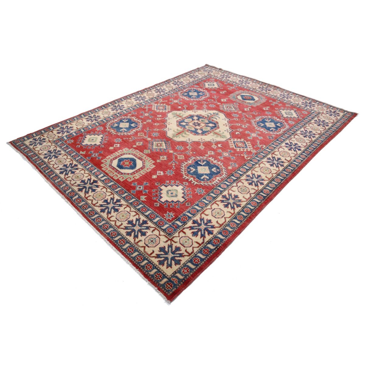 Kazak 7x9 Handmade Double Knotted Washable Wool Rug - Colorful