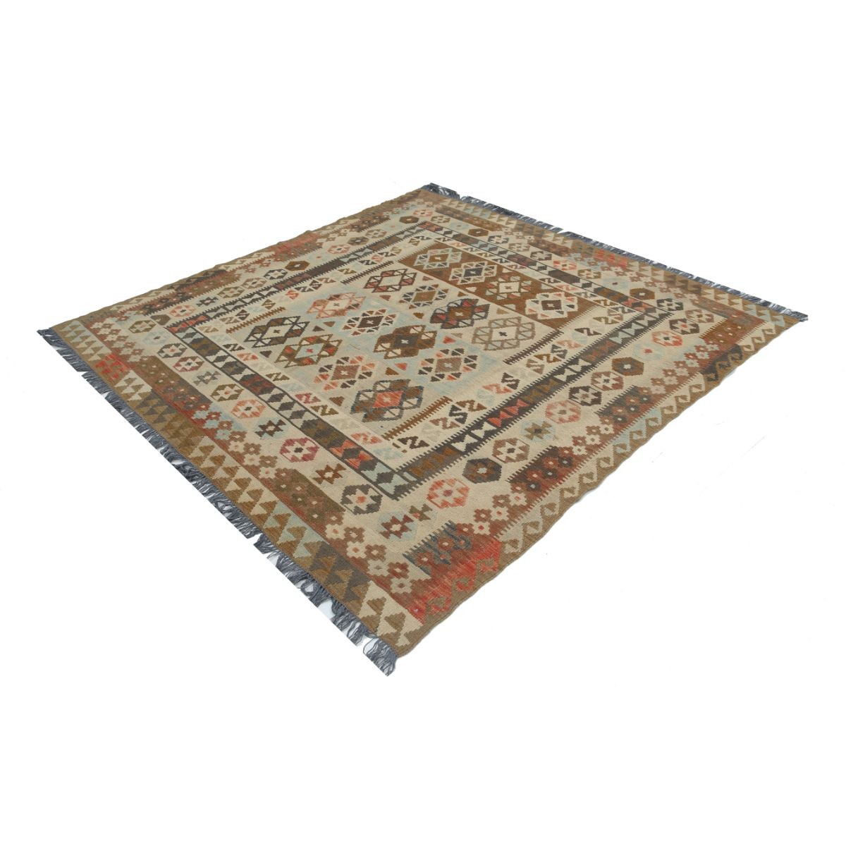 Maimana 7x7 Hand Woven Washable Wool Rug - Colorful - Square
