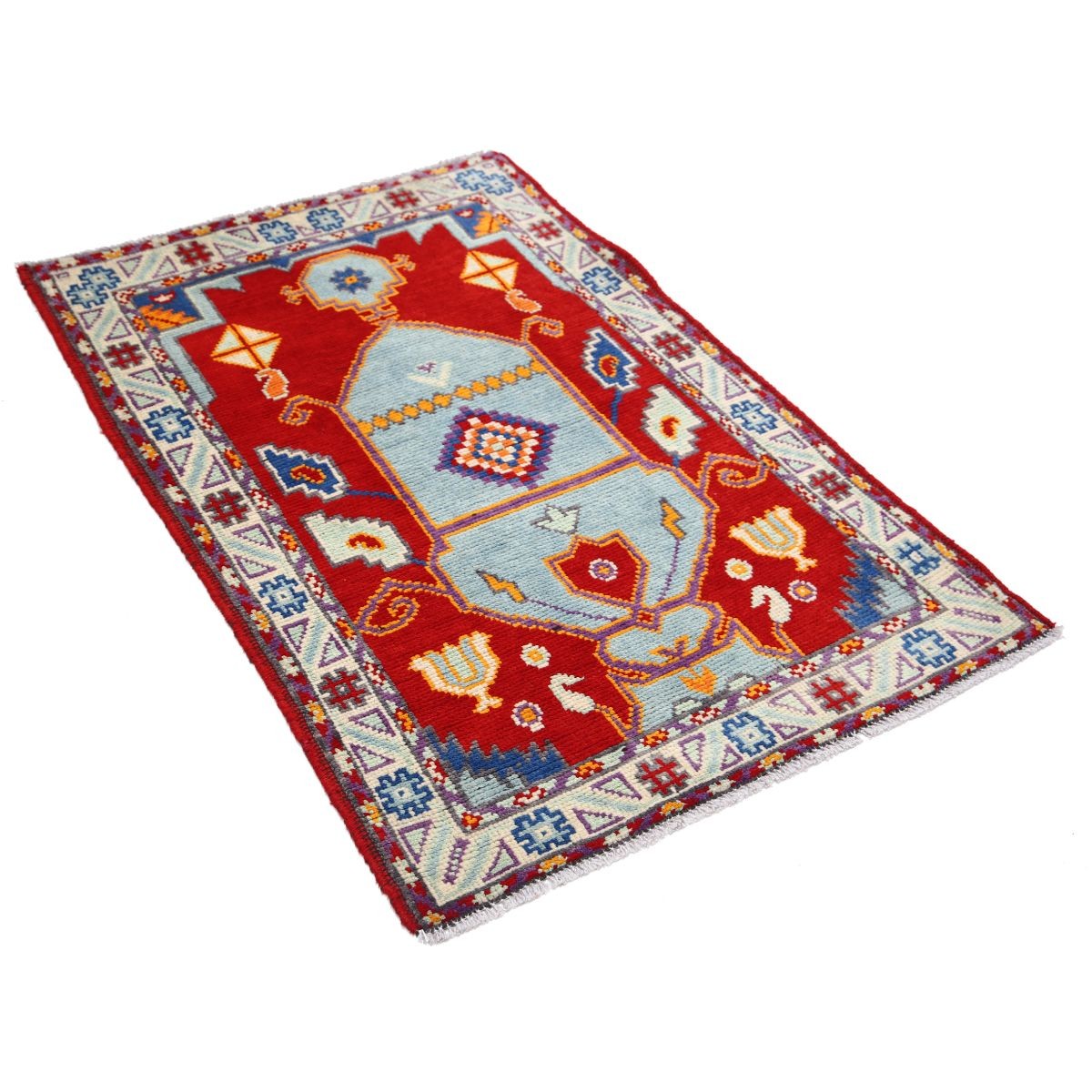 Revival 3x4 Handmade Double Knotted Washable Wool Rug - Colorful