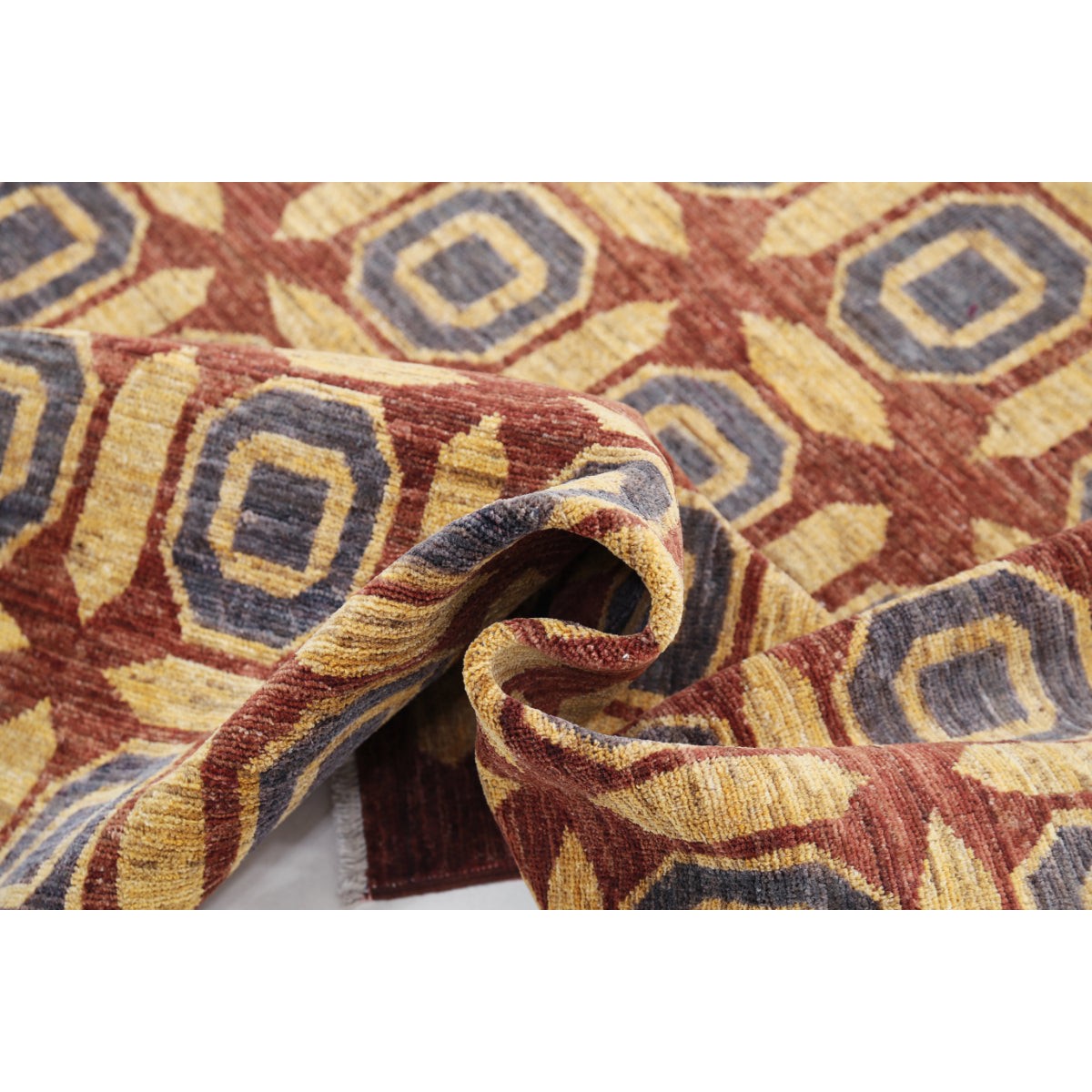 Modcar 4x5 Handmade Double Knotted Washable Wool Rug - Colorful