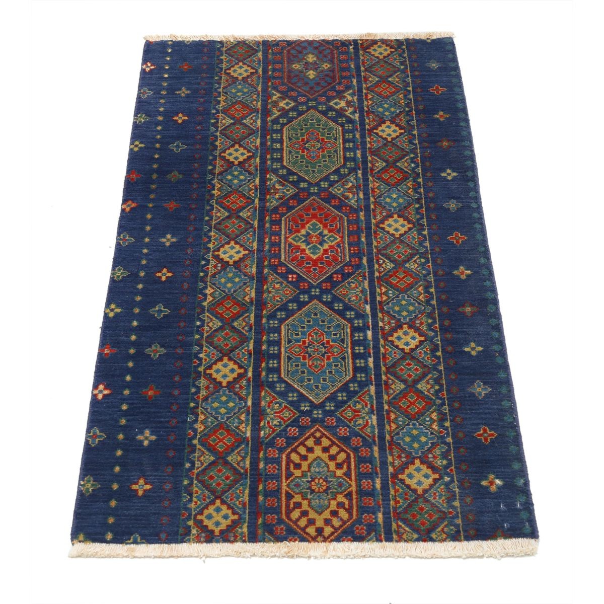 Gulshan 2x4 Machine-Made Washable Wool Rug - Colorful