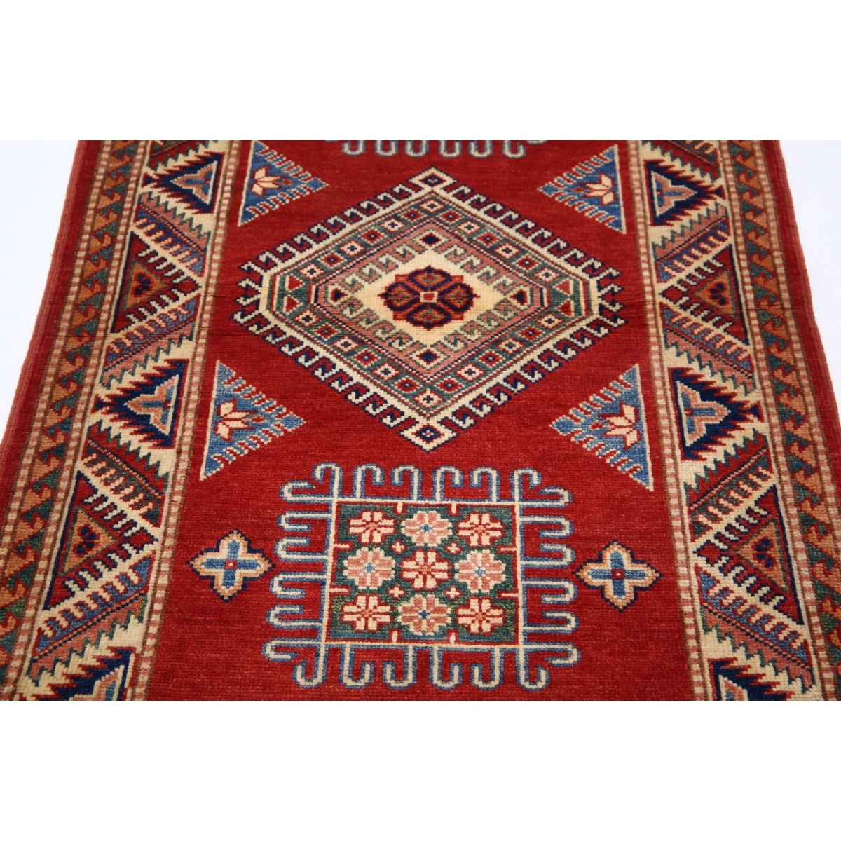 Kazak 3x5 Handmade Double Knotted Washable Wool Rug - Colorful