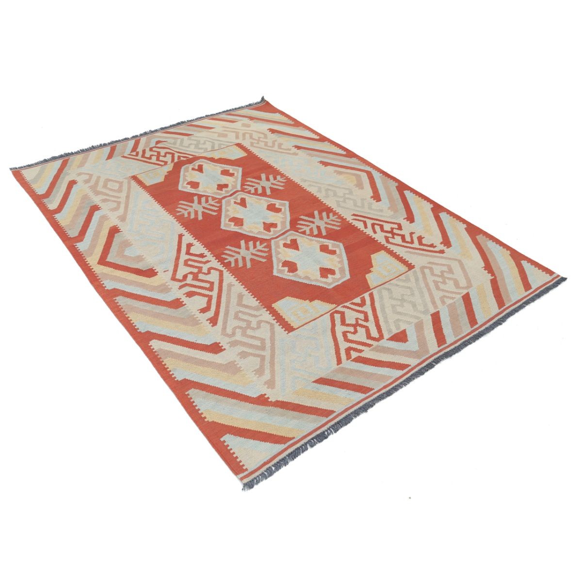 Kafkaas 5x7 Hand Woven Washable Wool Rug - Colorful