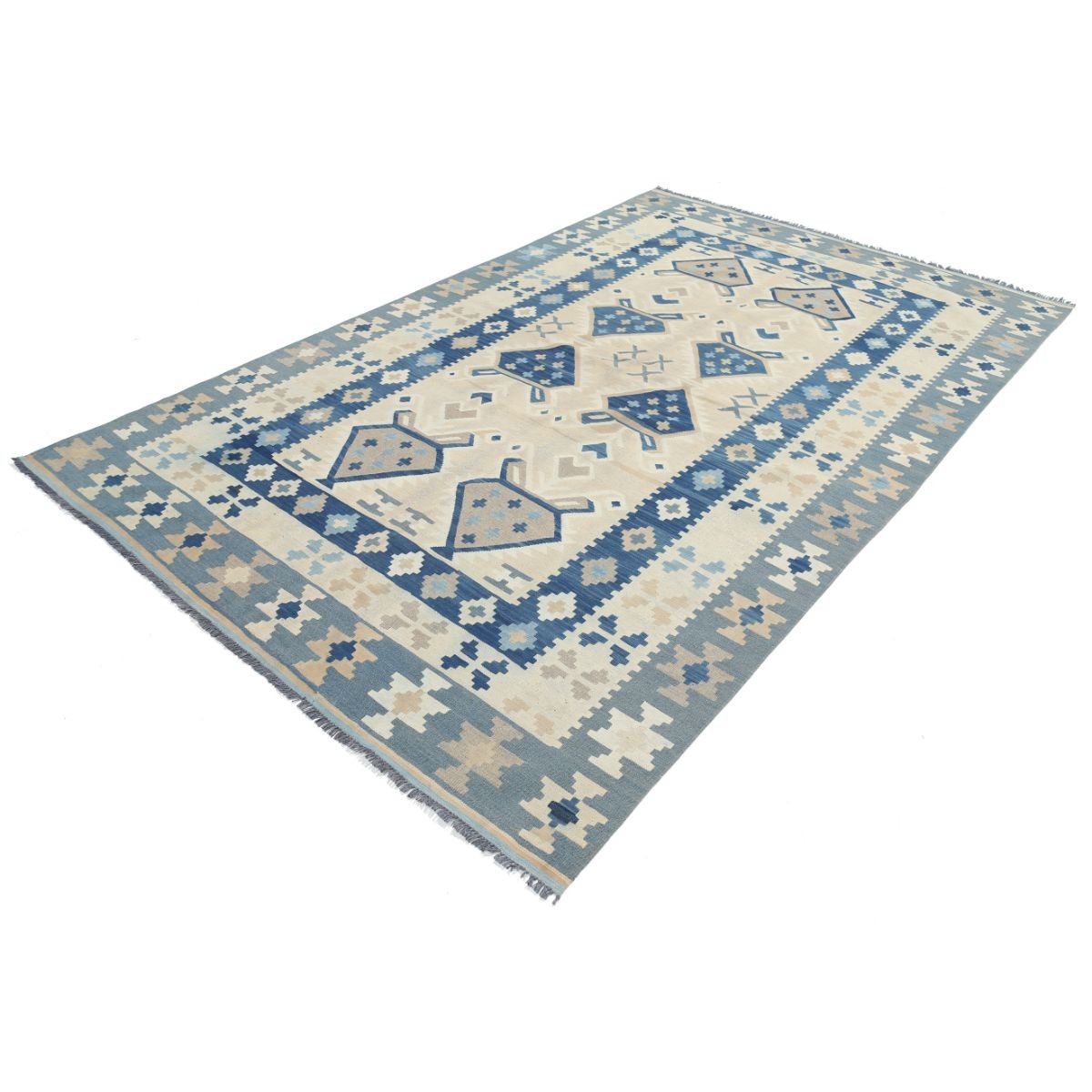 Kafkaas 6x10 Hand Woven Washable Wool Rug - Soft Hues