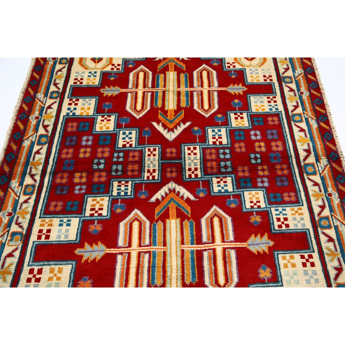 Revival 5x6 Handmade Double Knotted Washable Wool Rug - Colorful