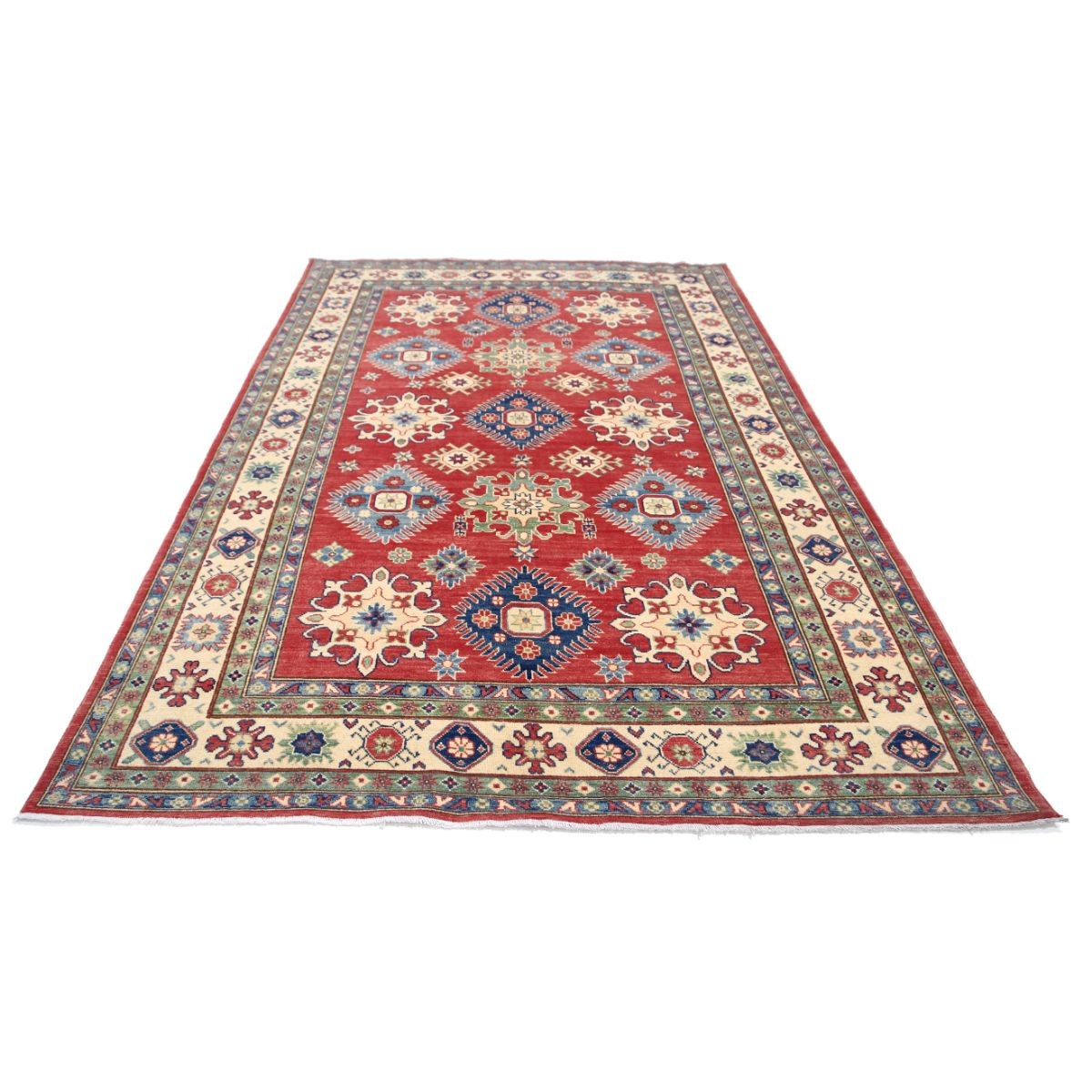 Kazak 7x10 Handmade Double Knotted Washable Wool Rug - Colorful