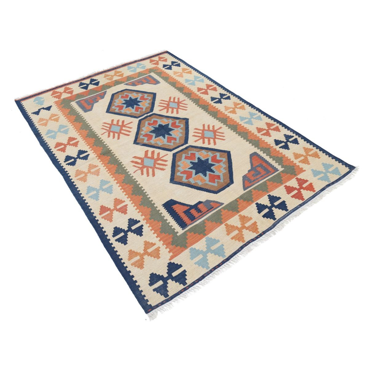 Kafkaas 5x7 Hand Woven Washable Wool Rug - Colorful