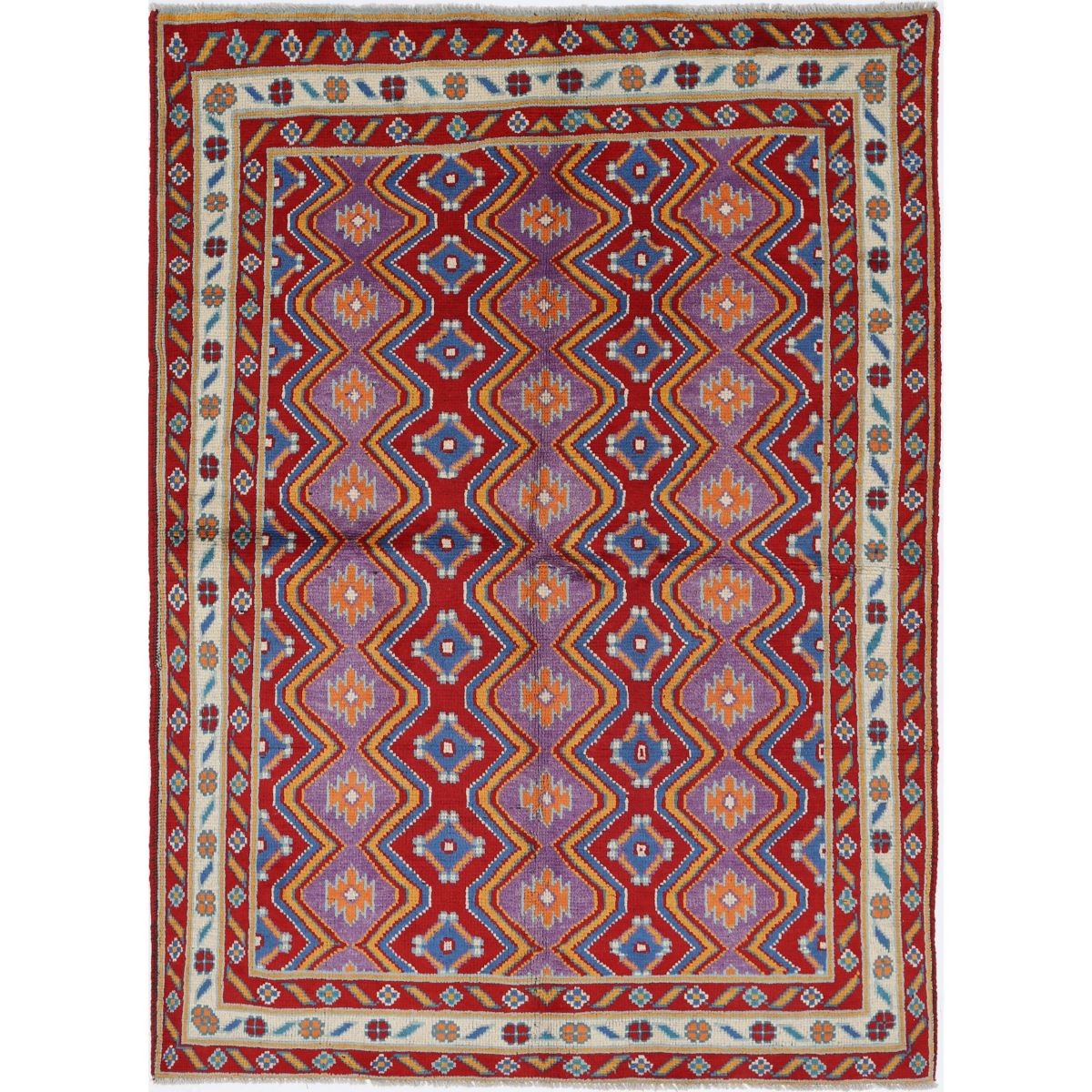 Revival 5x7 Handmade Double Knotted Washable Wool Rug - Colorful