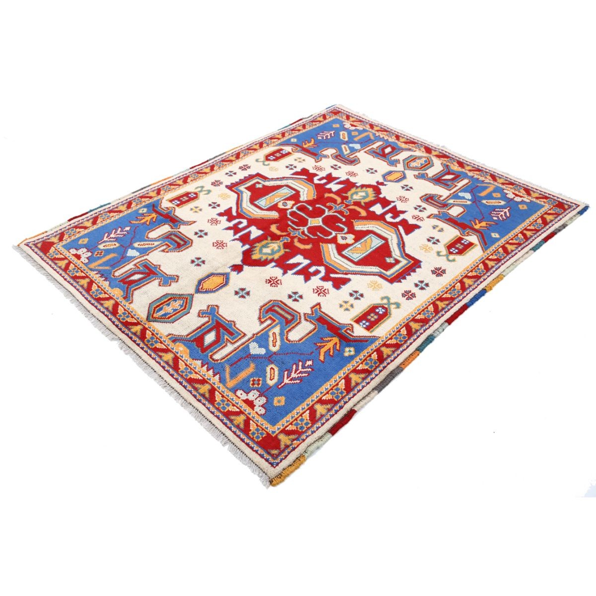 Revival 5x6 Handmade Double Knotted Washable Wool Rug - Colorful