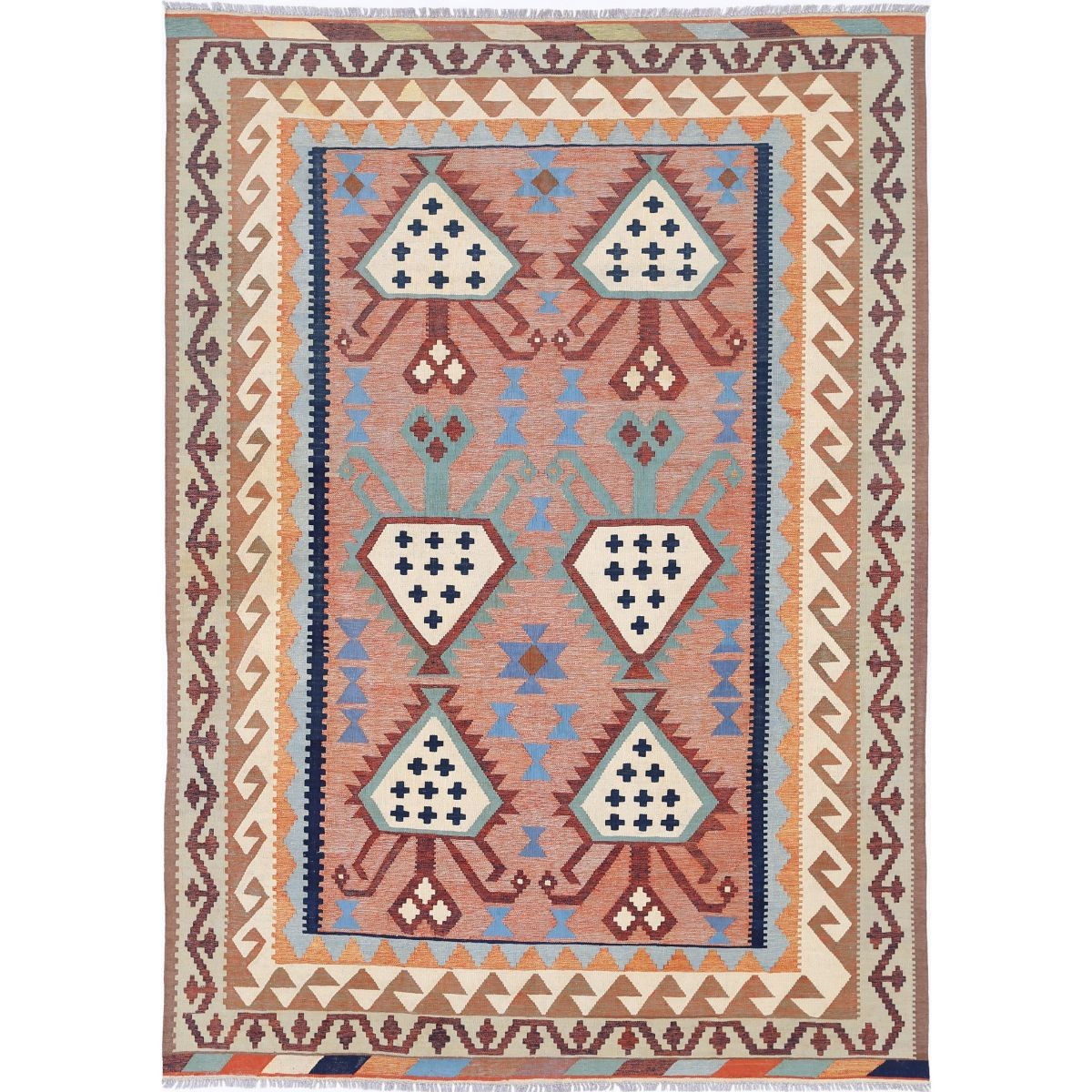 Kafkaas 7x10 Hand Woven Washable Wool Rug - Colorful