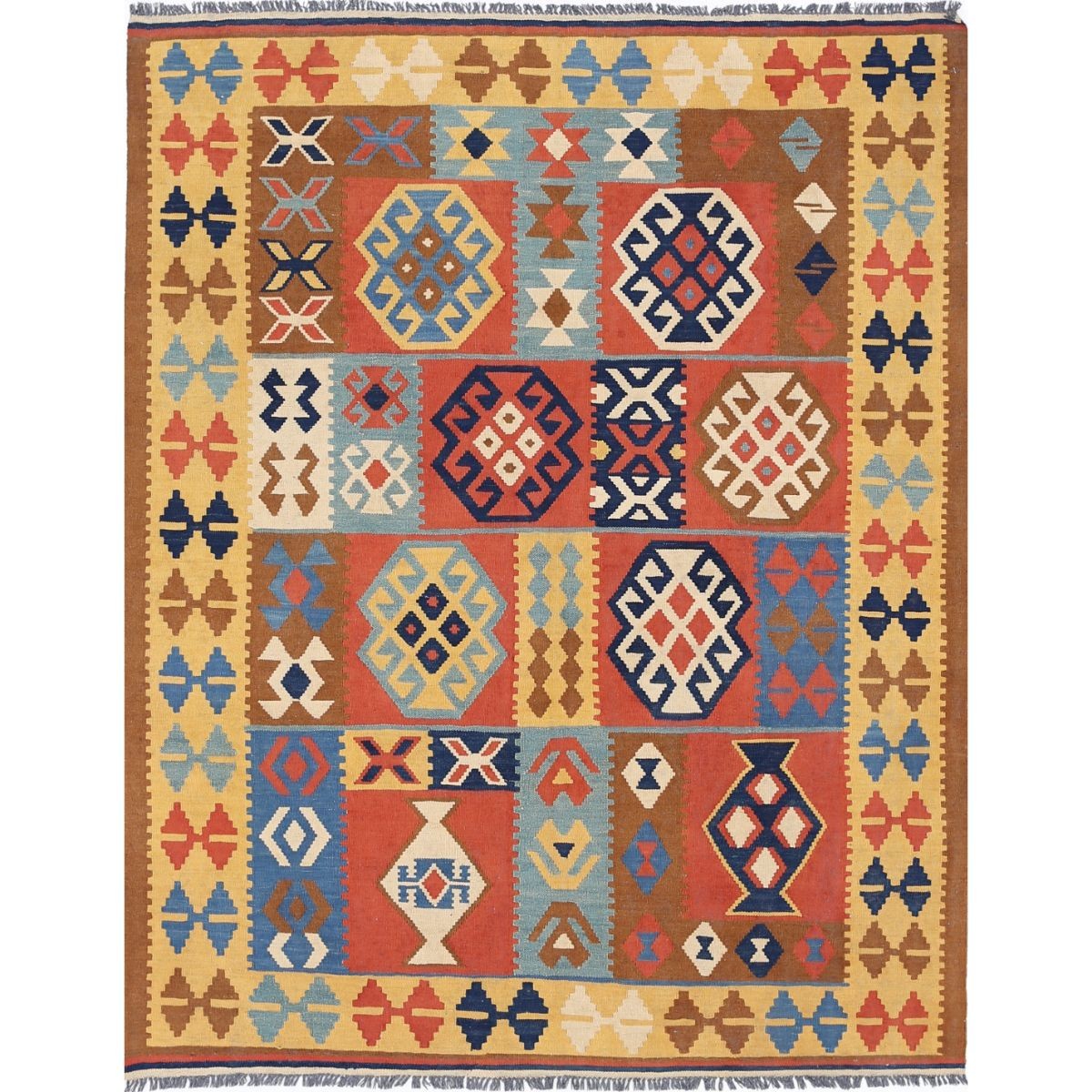 Kafkaas 5x7 Hand Woven Washable Wool Rug - Colorful