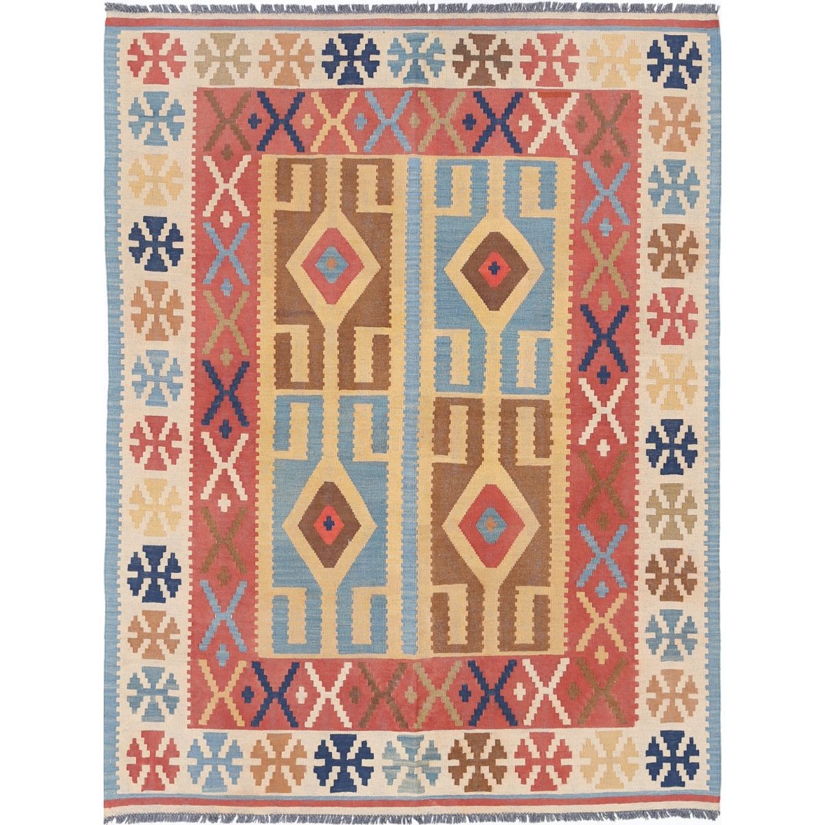 Kafkaas 5x7 Hand Woven Washable Wool Rug - Colorful