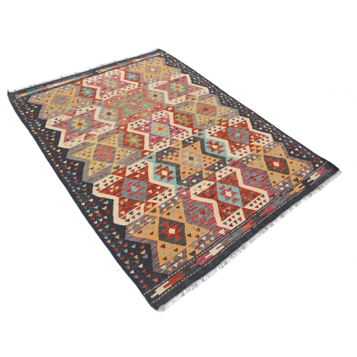 Maimana 5x7 Hand Woven Washable Wool Rug - Colorful