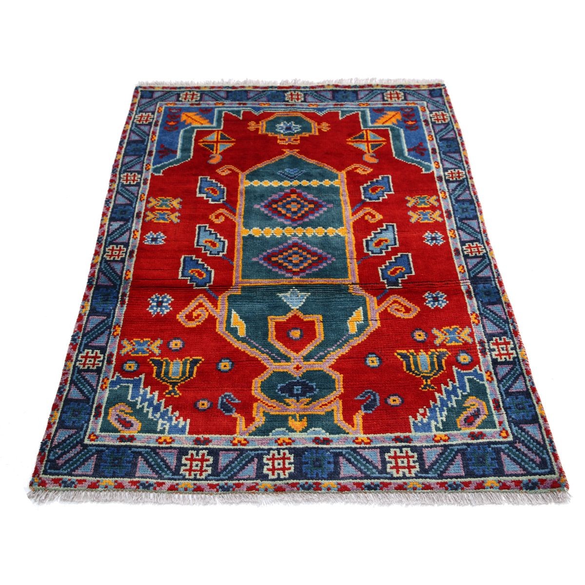 Revival 3x5 Handmade Double Knotted Washable Wool Rug - Colorful