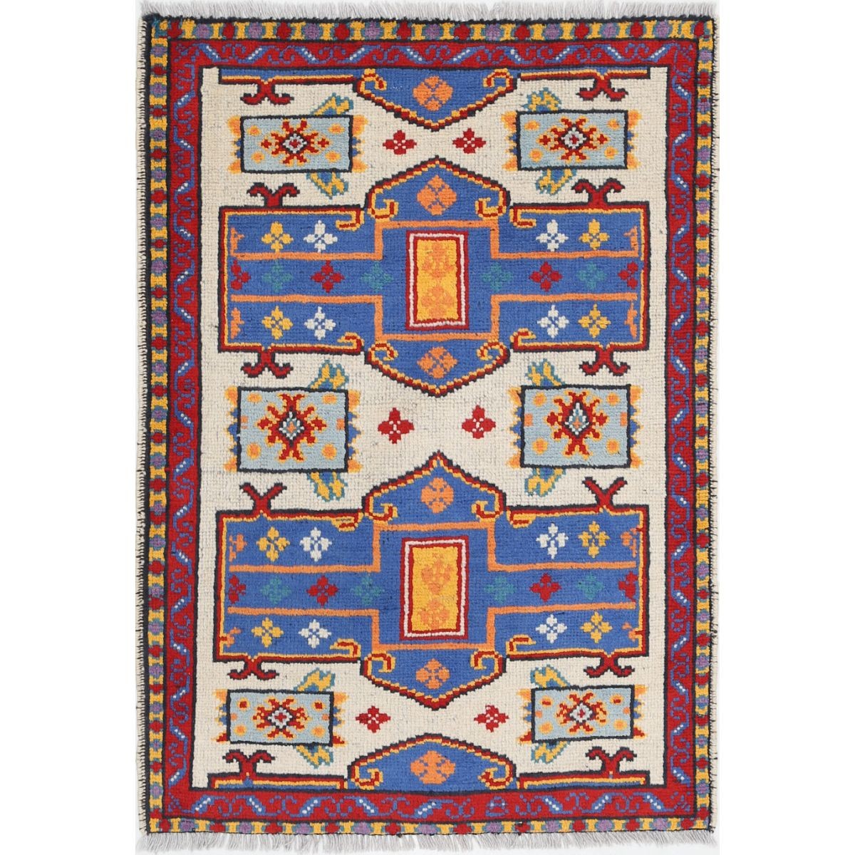 Revival 3x4 Handmade Double Knotted Washable Wool Rug - Colorful