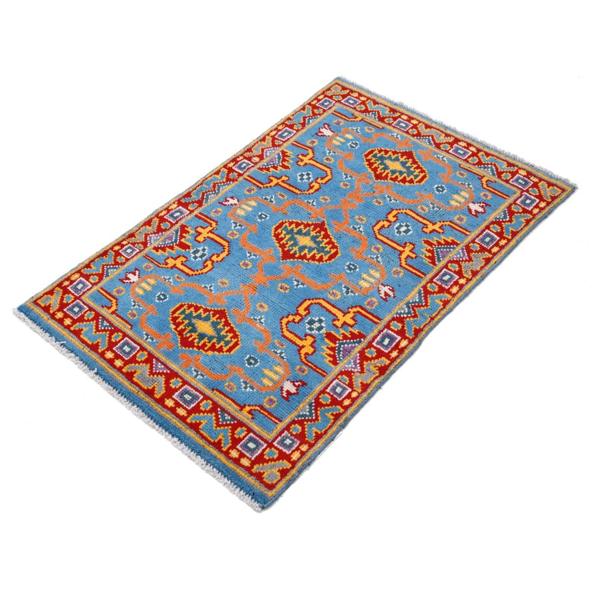 Revival 2x4 Handmade Double Knotted Washable Wool Rug - Colorful