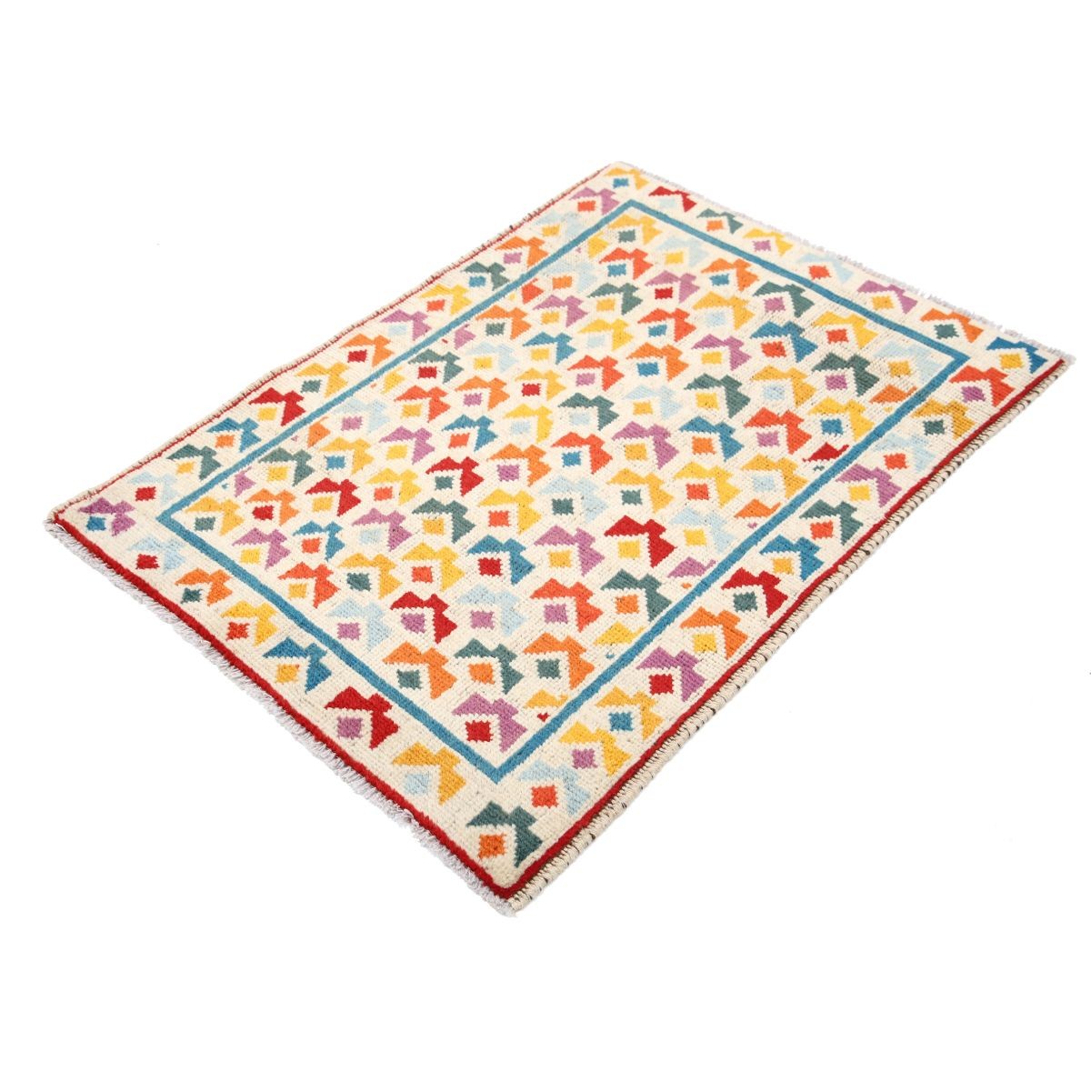 Revival 3x4 Handmade Double Knotted Washable Wool Rug - Colorful