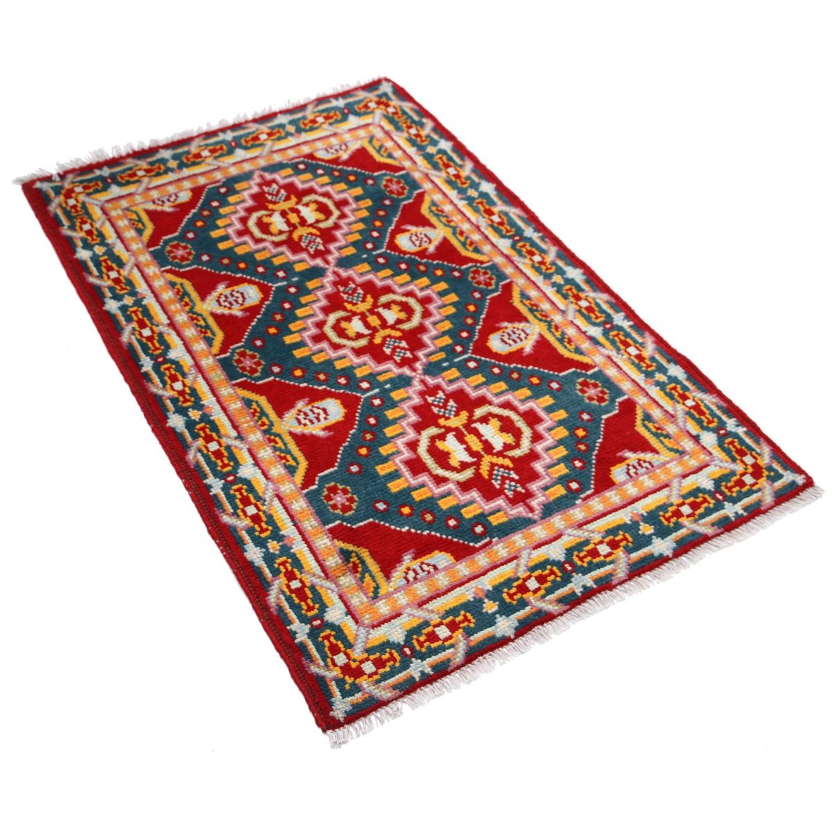 Revival 3x4 Handmade Double Knotted Washable Wool Rug - Colorful