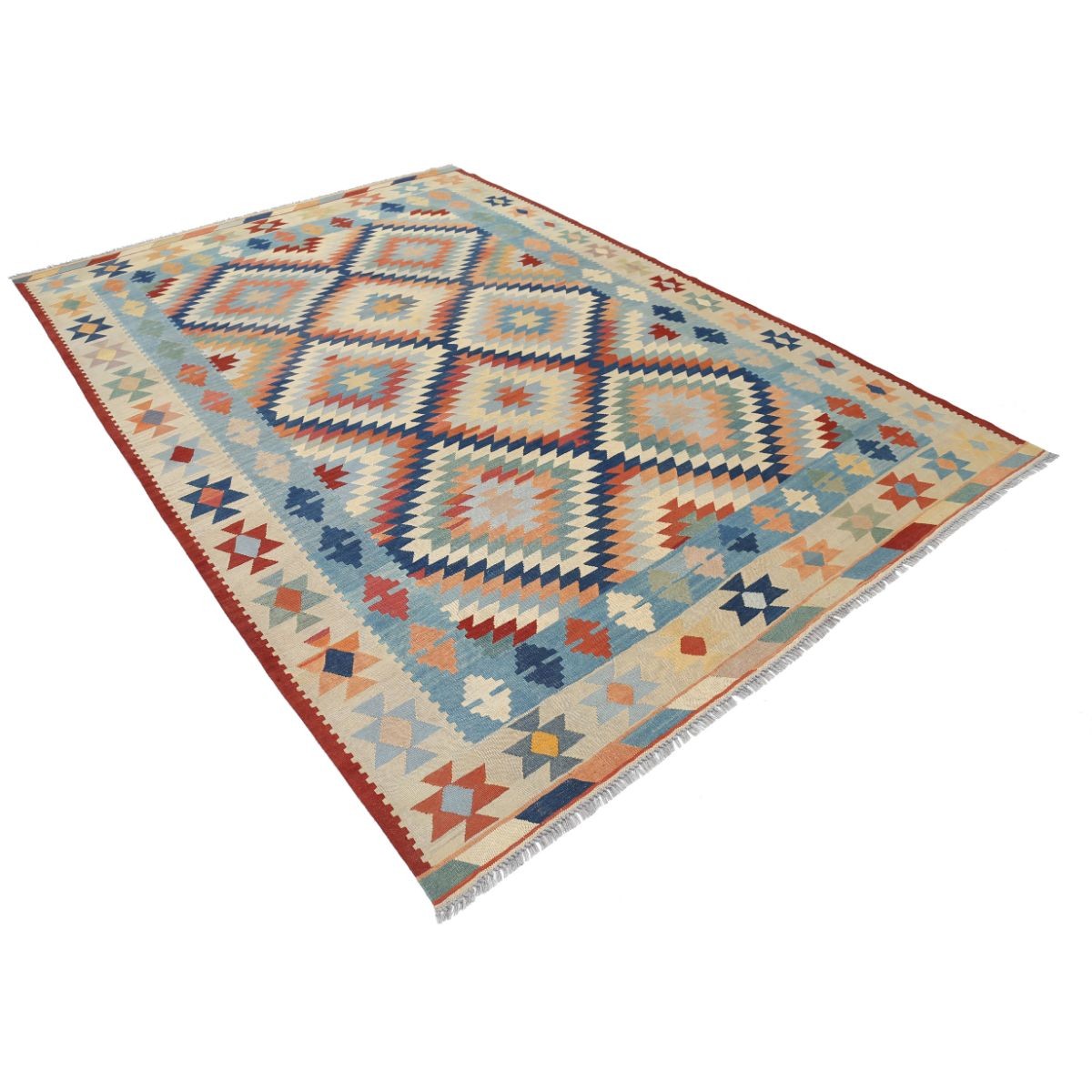 Kafkaas 7x10 Hand Woven Washable Wool Rug - Colorful