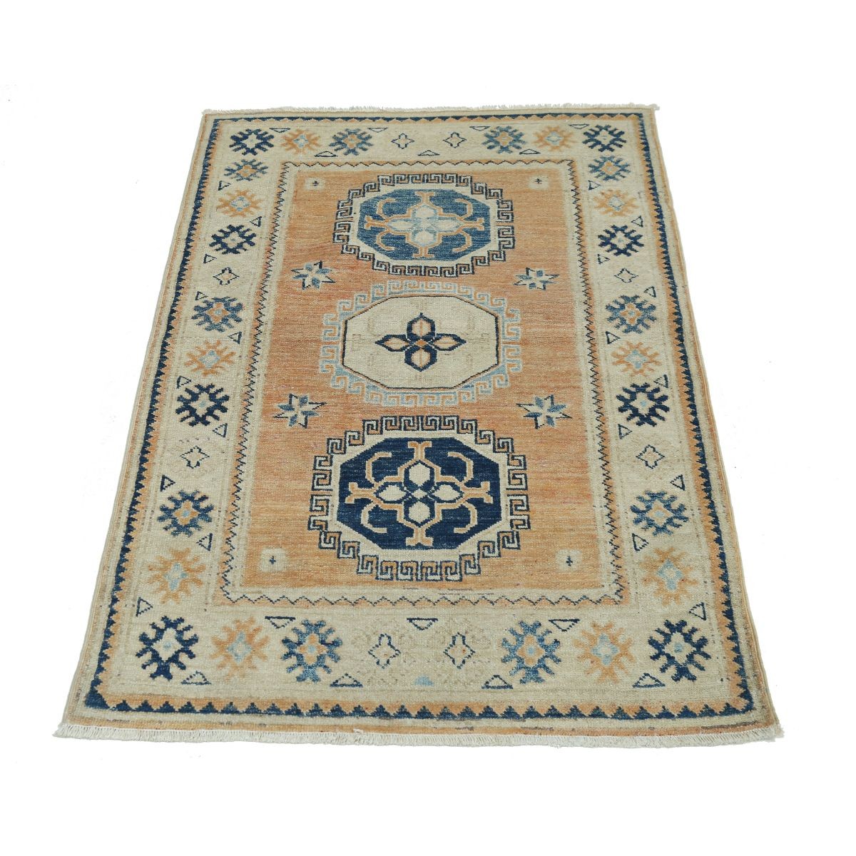 Kazak 3x4 Handmade Double Knotted Washable Wool Rug - Colorful