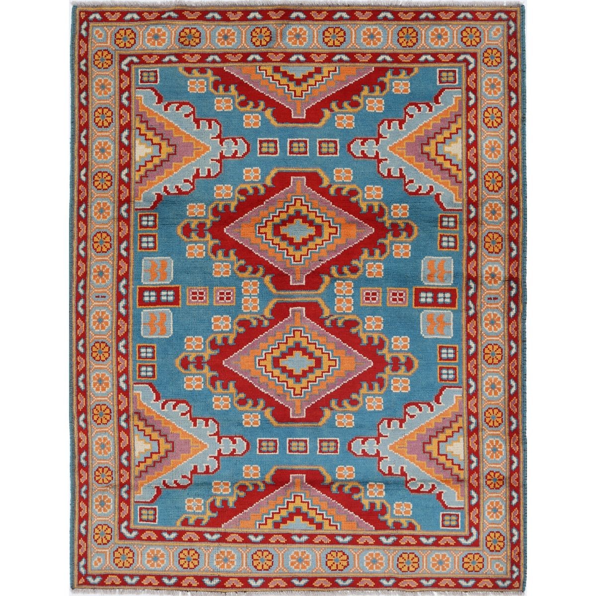 Revival 5x7 Handmade Double Knotted Washable Wool Rug - Colorful
