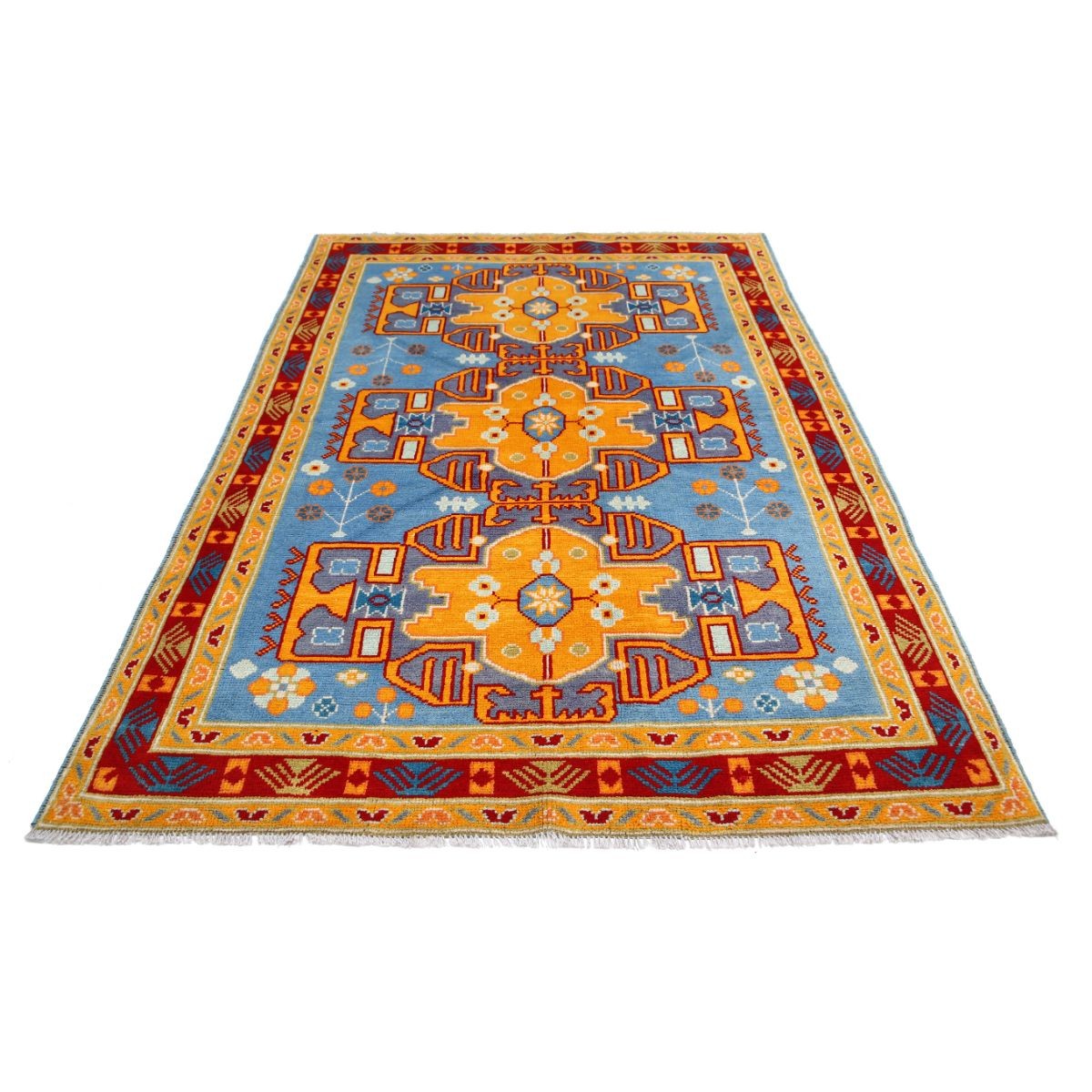 Revival 6x8 Handmade Double Knotted Washable Wool Rug - Colorful