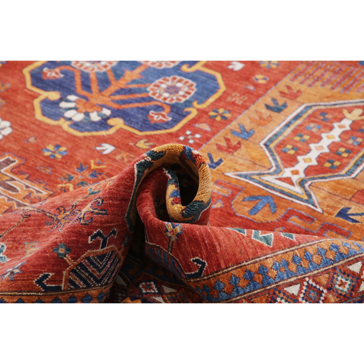 Humna 17x22 Handmade Double Knotted Washable Wool Rug - Colorful