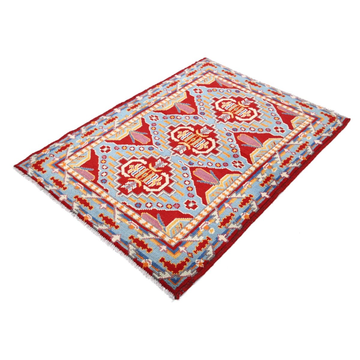 Revival 4x5 Handmade Double Knotted Washable Wool Rug - Colorful